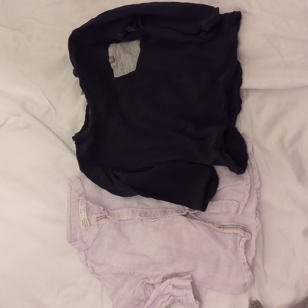 Zara Baby Boy size 6-9 months long sleeve button up striped shirt and blue shirt